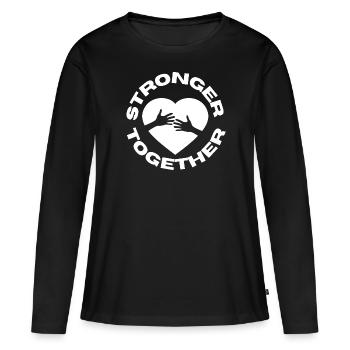 Forts ensemble C19 Corona Covid Aide l’humanité - T-shirt manches longues Premium bio Femme - noir - Devant - Julia (174cm)