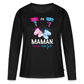 Maman t'aime tres fort futur maman d'amour - T-shirt manches longues Premium bio Femme - noir - Devant - Julia (174cm)
