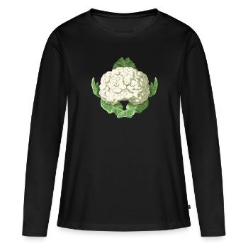 Fun Yoga Chou Légume Chou Chou Fleur - T-shirt manches longues Premium bio Femme - noir - Devant - Julia (174cm)