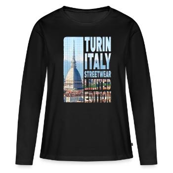 Turin Turin Turin Italie Ville Skyline Accueil Amour - T-shirt manches longues Premium bio Femme - noir - Devant - Julia (174cm)