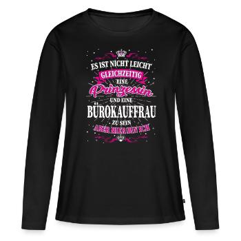 Bürokauffrau und Prinzessin T-Shirt - Frauen Premium Bio Langarmshirt - Schwarz - Vorne - Julia (174cm)