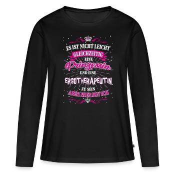 Ergotherapeutin und Prinzessin T-Shirt - Frauen Premium Bio Langarmshirt - Schwarz - Vorne - Julia (174cm)