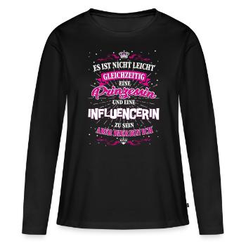 Influencerin und Prinzessin T-Shirt - Frauen Premium Bio Langarmshirt - Schwarz - Vorne - Julia (174cm)