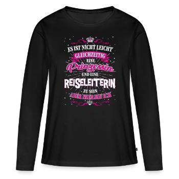 Reiseleiterin und Prinzessin T-Shirt - Frauen Premium Bio Langarmshirt - Schwarz - Vorne - Julia (174cm)