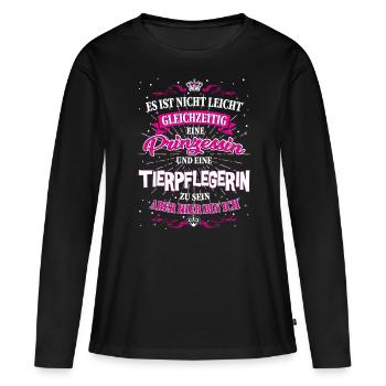 Tierpflegerin und Prinzessin T-Shirt - Frauen Premium Bio Langarmshirt - Schwarz - Vorne - Julia (174cm)