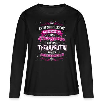 Therapeutin und Prinzessin T-Shirt - Frauen Premium Bio Langarmshirt - Schwarz - Vorne - Julia (174cm)