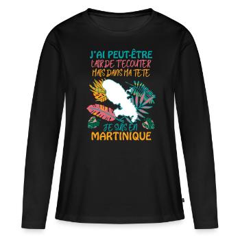 Martinique Humour Pour Femme - T-shirt manches longues Premium bio Femme - noir - Devant - Julia (174cm)
