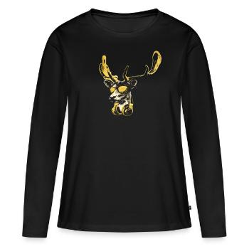 Ciervo DJ bling. Música genial y divertida animal - T-shirt manches longues Premium bio Femme - noir - Devant - Julia (174cm)