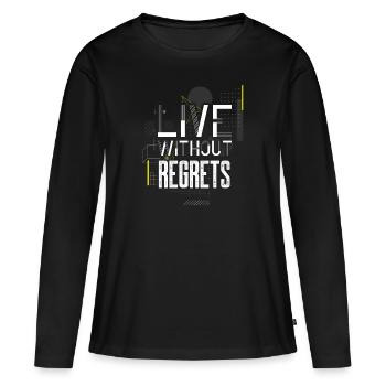 État d’ sans regrets Minimalist Geometric Inspi - T-shirt manches longues Premium bio Femme - noir - Devant - Julia (174cm)