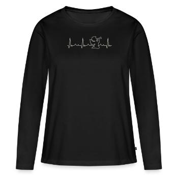 Amor Angel Trompet Horn. Corazón. Amor. Ekg. - T-shirt manches longues Premium bio Femme - noir - Devant - Julia (174cm)