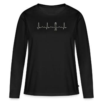 Chica de ballet bailando. Corazón. Amor. Ekg. - T-shirt manches longues Premium bio Femme - noir - Devant - Julia (174cm)