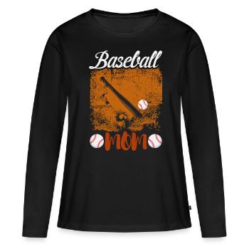 Baseball Mutter, Baseball ist meine Leidenschaft - Frauen Premium Bio Langarmshirt - Schwarz - Vorne - Julia (174cm)