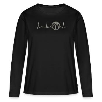 Baloncesto. Corazón. Amor. Ekg. Legumbres. - T-shirt manches longues Premium bio Femme - noir - Devant - Julia (174cm)