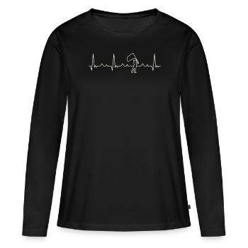 Chica de la bandera de guardia de color. Corazón. - T-shirt manches longues Premium bio Femme - noir - Devant - Julia (174cm)