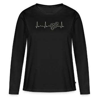 Símbolo de amor masculino femenino. Corazón. Amor - T-shirt manches longues Premium bio Femme - noir - Devant - Julia (174cm)