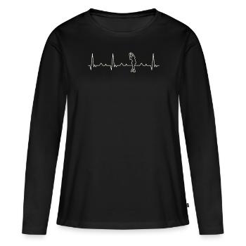 Figura patinando hielo dance chica. Corazón. Amor - T-shirt manches longues Premium bio Femme - noir - Devant - Julia (174cm)