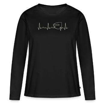 Rompecabezas. Corazón. Amor. Ekg. Legumbres. - T-shirt manches longues Premium bio Femme - noir - Devant - Julia (174cm)