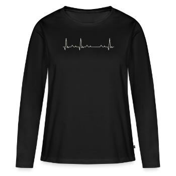 Zapatillas de deporte. Corazón. Amor. Ekg. - T-shirt manches longues Premium bio Femme - noir - Devant - Julia (174cm)