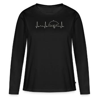 Sombrilla. Corazón. Amor. Ekg. Legumbres. - T-shirt manches longues Premium bio Femme - noir - Devant - Julia (174cm)
