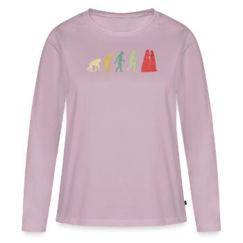 Lesbenpaar romantische Hochzeitsfrau Evolution - Frauen Premium Bio Langarmshirt - Altrosa - Vorne - Julia (174cm)