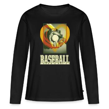 Baseball Ball Handschuh Schläger Vintage Retro - Frauen Premium Bio Langarmshirt - Schwarz - Vorne - Julia (174cm)