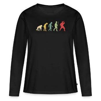 Ninja Pose Evolution - Frauen Premium Bio Langarmshirt - Schwarz - Vorne - Julia (174cm)