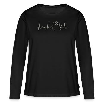 Té tetero. Corazón. Amor. Ekg. Legumbres. - T-shirt manches longues Premium bio Femme - noir - Devant - Julia (174cm)