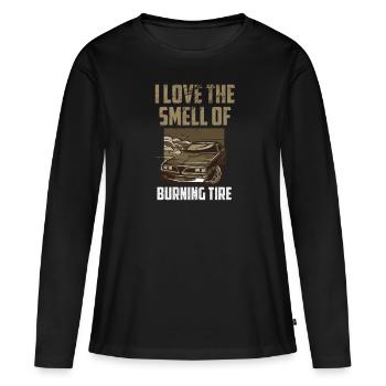 Autorennen Ich liebe den Geruch von brennenden Reifen Retro - Frauen Premium Bio Langarmshirt - Schwarz - Vorne - Julia (174cm)