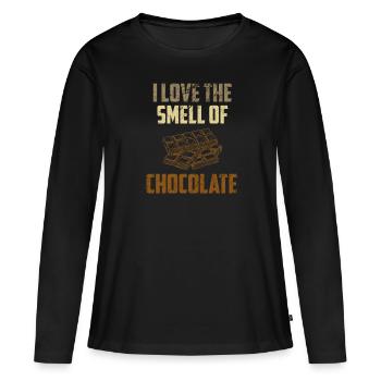 Schokoladendessert Ich liebe den Geruch von Schokolade Co - Frauen Premium Bio Langarmshirt - Schwarz - Vorne - Julia (174cm)