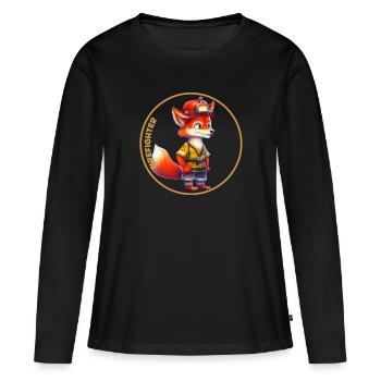Pompier, renard doux - T-shirt manches longues Premium bio Femme - noir - Devant - Julia (174cm)