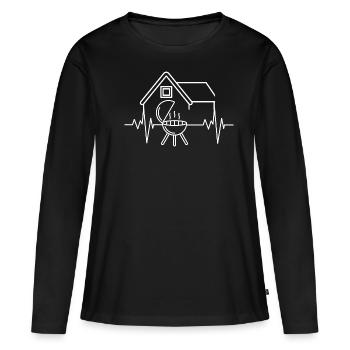 Mon cœur bat pour le barbecue / BBQ / maison - T-shirt manches longues Premium bio Femme - noir - Devant - Julia (174cm)