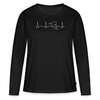 Ola de surf. Corazón. Amor. Ekg. Legumbres. - T-shirt manches longues Premium bio Femme - noir - Devant - Julia (174cm)