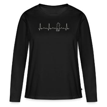 Pareja de amor romántico besándose. Corazón. Amor - T-shirt manches longues Premium bio Femme - noir - Devant - Julia (174cm)