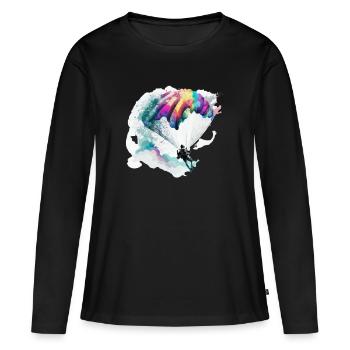 Le parachutisme, ma passion - T-shirt manches longues Premium bio Femme - noir - Devant - Julia (174cm)