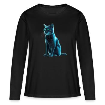 Cyber-Kätzchen - Frauen Premium Bio Langarmshirt - Schwarz - Vorne - Julia (174cm)