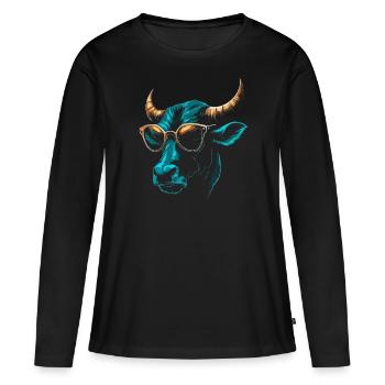 Lunettes de soleil - T-shirt manches longues Premium bio Femme - noir - Devant - Julia (174cm)