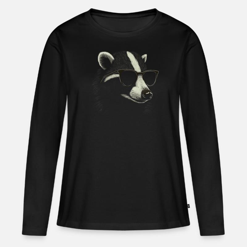 Dachs Sonnenbrille - Frauen Premium Bio Langarmshirt - Schwarz