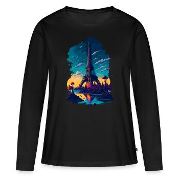 Abstrakter Turm von Paris - Frauen Premium Bio Langarmshirt - Schwarz - Vorne - Julia (174cm)