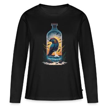 Bouteille de perroquet - T-shirt manches longues Premium bio Femme - noir - Devant - Julia (174cm)