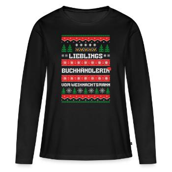 Lieblings Buchhändlerin des Weihnachtsmanns - Frauen Premium Bio Langarmshirt - Schwarz - Vorne - Julia (174cm)