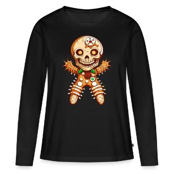 Gingerbreadman Skull / Skull Gingerbread FS0114 - Women's Premium Organic Long Sleeve Shirt - black - Front - Julia (174cm)