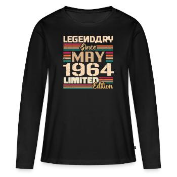 Mai 1964 Mai - Jubilé Mai 1964 - T-shirt manches longues Premium bio Femme - noir - Devant - Julia (174cm)