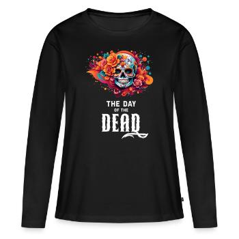 Chemise Mystic Statement : Jour des morts - T-shirt manches longues Premium bio Femme - noir - Devant - Julia (174cm)