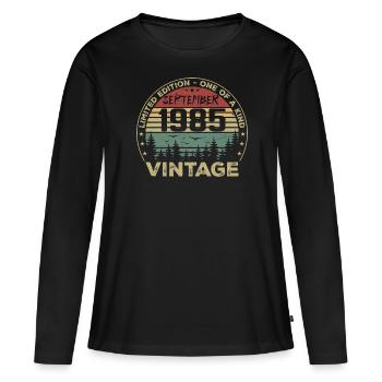 September 1985 Jahrgang 1985 Geburtstagsgeschenk - Frauen Premium Bio Langarmshirt - Schwarz - Vorne - Julia (174cm)