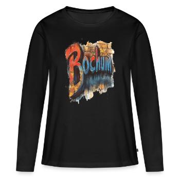 Bochum - Frauen Premium Bio Langarmshirt - Schwarz - Vorne - Julia (174cm)