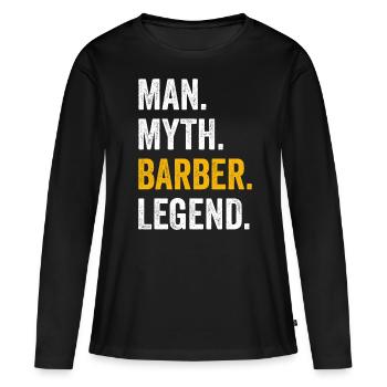 Coiffeur Cutter - T-shirt manches longues Premium bio Femme - noir - Devant - Julia (174cm)