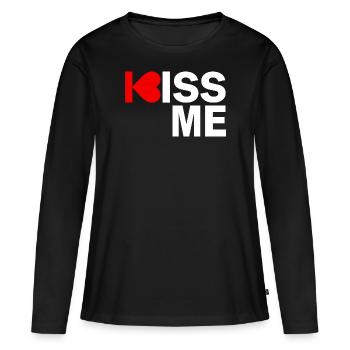 Embrasse-moi - T-shirt manches longues Premium bio Femme - noir - Devant - Julia (174cm)