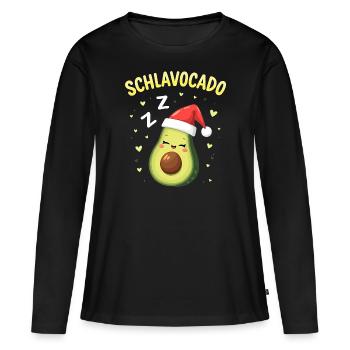 Schlavocado Offiziell Schlafanzug Schlaf - Frauen Premium Bio Langarmshirt - Schwarz - Vorne - Julia (174cm)