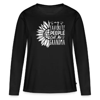 My favorite people call me grandma - T-shirt manches longues Premium bio Femme - noir - Devant - Julia (174cm)