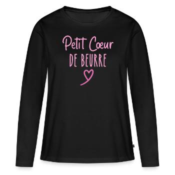 Petit cœur de beurre - T-shirt manches longues Premium bio Femme - noir - Devant - Julia (174cm)